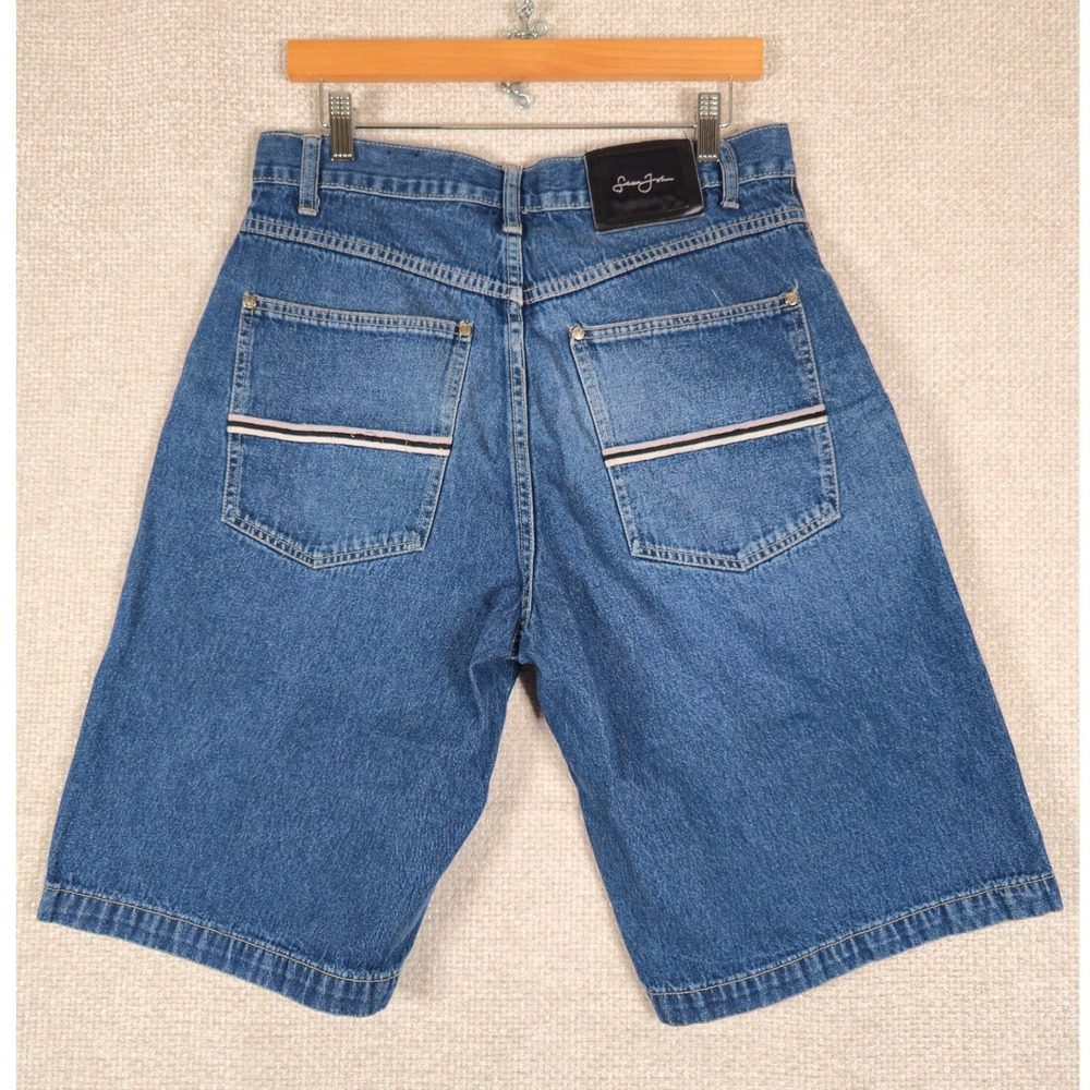 Sean John Baggy Denim Shorts Mens Size 32 Blue Medium Wash‎ Y2K Streetwear